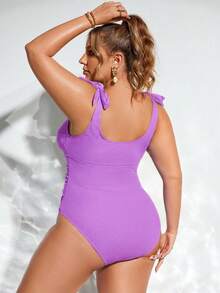 Swim Lushoire 2026新款优雅显瘦加大码连体泳衣，适合海滩度假，紫色连体泳衣，浪漫优雅加大码泳衣，加大码连体泳衣 - 紫色 - 查看 2