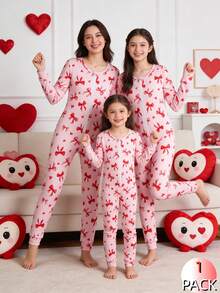 Mono de niña con estampado de corazones y lazos, con cremallera, manga larga y pantalón largo - Multicolor - Ver 4