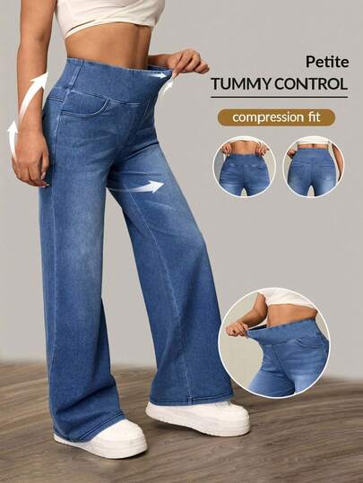 Flexra Petite Women's Stretchy Loose Casual Versatile Knit Denim Pants Custom-Designed For Petites. A Perfect Fit For The 150-160cm Build