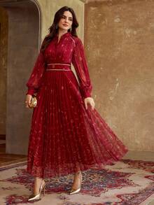 ZEYLAH Elegant Romantic Loose Flare Sleeve Dress With A-Line Pleated Hem, Spring/Summer - Multicolor - View 6