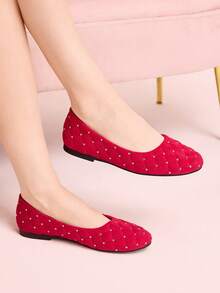 CUCCOO DOLLMOD Sepatu Wanita Merah Sepatu Datar Pakaian Hari Valentine Hari Valentine - Merah tua - View 3