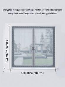 多种尺寸可选，防蚊虫，透气，易于安装的魔术贴自粘式窗纱，适用于客厅和卧室 - 黑色 - 查看 72