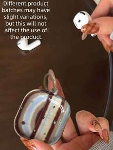 Retro Transparent Blue & Brown Star Circle Earphone Case Compatible With Apple Pro 3/2/1 & 4/3/2, Fashionable Minimalist Women Cover Autumn Winter - Multicolor - View 4