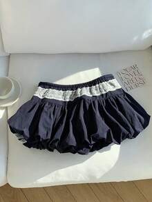 Comfortcana Hàng mới về mùa xuân/hè 2026, quần short nữ thời trang phối ren, kiểu dáng thập niên 2000, thích hợp mặc đi biển, đi nghỉ mát. - Màu xanh hải quân - Xem 2
