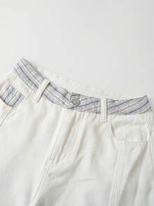 GlowEve Women's Casual Commuter Striped Patchwork Jeans - White - View 4