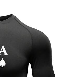 GymBeat Áo thun nam cổ tròn tay raglan tay ngắn dáng ôm thể thao thường ngày, mùa hè - màu đen - Xem 3