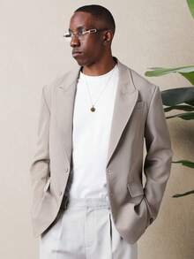 SUMWON Classic Single Breasted Notch Lapel Blazer For Business Professional Office Formal Occasions - Khaki - View 6