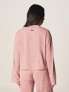MISSGUIDED Striped Long Sleeve Hooded Lounge Top With Drawstring Hood And Relaxed Fit For Casual Comfort And Everyday Wear - Multicolor - View 2