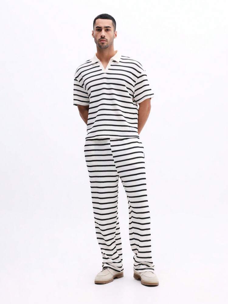 Striped Polo And Pants Co-Ord Set