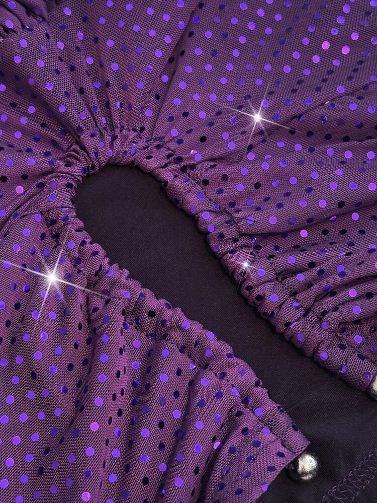 NU&NOW فستان حفلات شبكي لامع بحمالات رفيعة للنساء ذوات الحجم الكبير للحفلات والزفاف وأعياد الميلاد - الأرجواني - مشاهدة 7