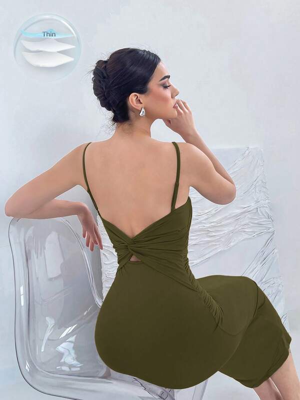 Aloruh Vestido de tirantes finos con espalda descubierta y lazo, elástico, para verano