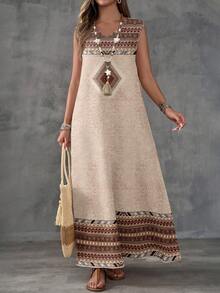 EMERY ROSE Đầm họa tiết hình học tối giản, phong cách thường ngày dành cho nữ, thích hợp cho kỳ nghỉ xuân/hè. - Nhiều màu - Xem 6