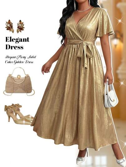 Fleurora Plus Size Cross Wrap Short Sleeve Ruffle Hem Elegant Dress Elegant Dresses For Women Graduation Dress Wedding Guest Dress For Women St Patrick's Day Women Easter Dress Women Gold Elegant Dress Women Elegant Summer Dresses Elegant 2 Piece Set Elegant Midi Dress Elegant Woman Clothing Elegant Dresses For Women Graduation Dress Wedding Guest Dress For Women Festival Dresses Golden Dress Women Party Dress Wrap Dress