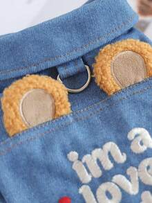 PETSIN 1pc Cat/Dog Universal Clothes, With A Three-Dimensional Bear Ear Design Blue Jacket, Suitable For Small Dogs To Wear In Spring And Autumn Weather - Blue - View 8