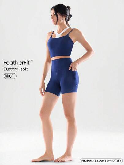 GLOWMODE 6" Pantalones cortos de ciclista FeatherFit™ Flex con bolsillos laterales, de bajo impacto para yoga y uso diario