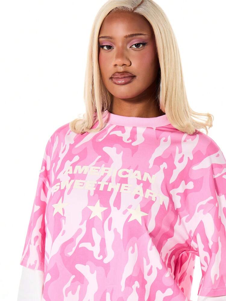 SUMWON WOMEN Camouflage Print Long Sleeve Sweatshirt
