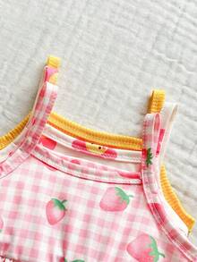 SHEIN Vintaside Kids 3件套女婴夏季碎花无袖连衣裙和纯色连衣裙，田园风格，时尚可爱 - 彩色 - 查看 6