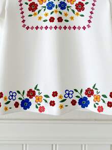 可爱甜美碎花女婴休闲简约短袖圆领T恤，适合春夏日常穿着，亲子装 - 彩色 - 查看 7