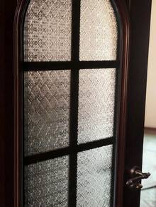 1 Roll Vintage Geometric Pattern Glass Film, Privacy Window Film, Glass Window Sticker, Reusable Non-Adhesive Glass Decoration For Home And Office - Clear - View 13