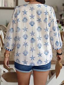 SHEIN LUNE Camisa de talla grande con estampado aleatorio - Multicolor - Ver 2