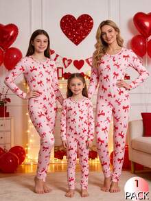 Mono de niña con estampado de corazones y lazos, con cremallera, manga larga y pantalón largo - Multicolor - Ver 3