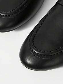 Mnmlis 女士休闲搭扣平底鞋，日常百搭 - 黑色 - 查看 5