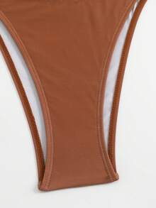 Swim Oasis 4pcs Women's Summer Swimsuit Set: Drawstring Tie Triangle Bikini Bottom, Draped Neck Mesh Overlay Top, And Mesh Skirt - Multicolor - View 8