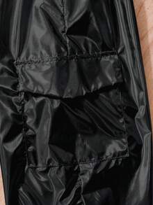 Sparklyn Tween Girls' Metallic Folded Pocket Pants, & Avant-Garde, Metallic Design, Folded Pockets, High-Waisted Loose Fit - Black - View 3