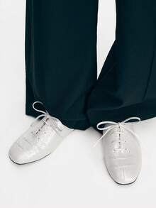 Mnmlis Women's Lace-Up Design Casual Flat Loafers For Christmas Valentine's Day - White - View 2