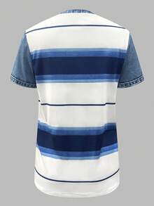 EMERY ROSE Áo thun nữ tay ngắn cổ tròn phối sọc, kiểu dáng thường ngày, thích hợp cho mùa hè. - Nhiều màu - Xem 2