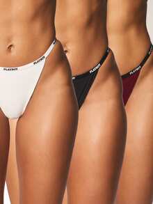 Missguided x Playboy Bộ 3 quần lót dây gân thoải mái dành cho nữ, đồ lót thiết yếu hàng ngày. - Nhiều màu - Xem 1