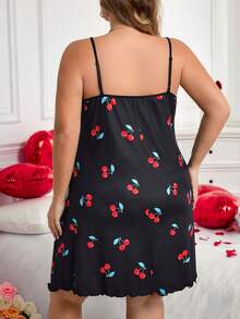 SHEIN CURVE+ Kurvenreich Plus /Valentinstag/Damen Große Größen Lässig Buchstaben Muster Trägerkleid, geeignet für den Valentinstag - Verschiedenfarbig - Übersicht 2