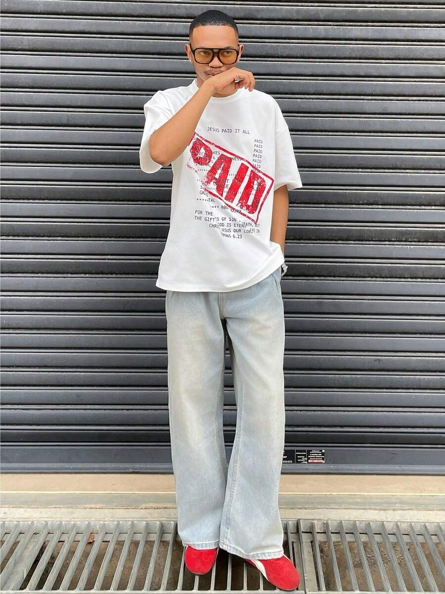 Ngobest Haus Ngobest Haus 男士新款时尚嘻哈印花T恤 - 白色 - 查看 1