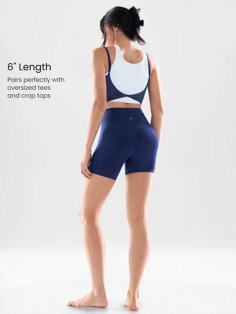 6" FeatherFit™ Flex Biker Shorts With Side Pockets Low Impact Yoga Pilates Daily