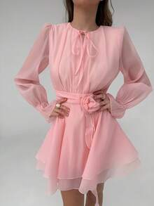 RiviMae Women's Layered Hem Cute Puff Skirt, Suitable For Dates, Parties, Romantic Occasions - Pink - View 5