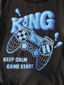 Tween Boys' Crew Neck Short Sleeve Casual 3 PiecesSnug Fit Loungewear Set, Summer - Multicolor - View 4