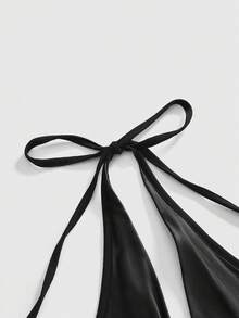 ROMWE Romantic Gothic Sexy Lace Patchwork Halter Backless Women Tank Top - Black - View 4