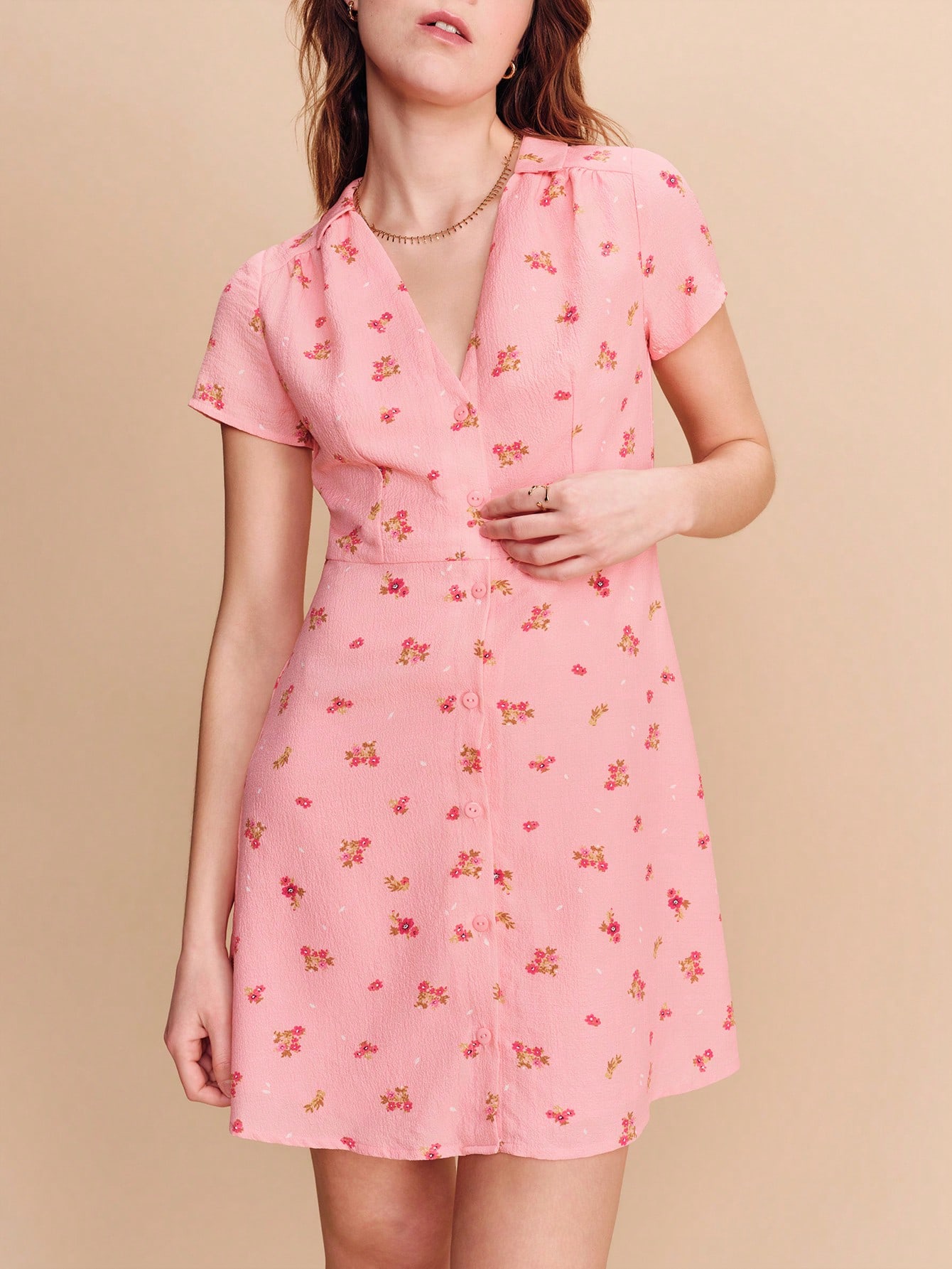 Mini Hemdkleid mit Puffärmeln mit Muster