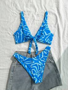 Swim Vcay 女士时尚树叶印花比基尼泳装套装 - 彩色 - 查看 2