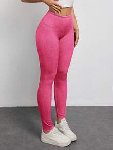Flexra Damen Skinny Jeans mit elastischem Bund Einfarbig - Heißes Pink - Übersicht 7