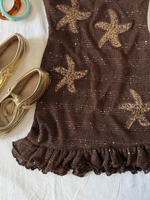 Soleia 女士亮片海星装饰性感抹胸迷你连衣裙 - 棕色 - 查看 6