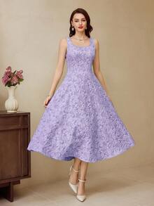 Vintamour Đầm nữ cổ điển thanh lịch họa tiết hoa jacquard, đầm công sở thường ngày, trang phục mùa hè cho nữ, đầm dạ hội cho nữ, trang phục mùa xuân cho nữ, đầm lễ Phục sinh cho nữ, trang phục đi nghỉ mát cho nữ, đầm mùa xuân cho nữ, trang phục dự tiệc cưới cho nữ, quần áo mùa hè cho nữ, đầm dạ hội cho nữ, đầm cho nữ, đầm mùa hè cho nữ, đầm sinh nhật thanh lịch cho nữ, đầm chống nắng cho nữ, đầm tốt nghiệp, đầm mùa xuân. - Màu tím hoa cà - Xem 6