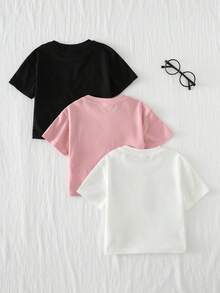 Cozy Pixies 3件套女婴蝴蝶结装饰针织柔软圆领短袖套头衫套装 - 彩色 - 查看 2