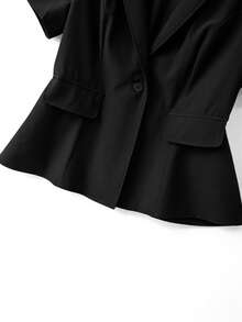 GlowEve CURVE Bộ vest công sở tay ngắn và chân váy xếp ly thanh lịch, cỡ lớn. - màu đen - Xem 3