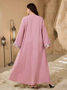 SHEIN Najma Plus Size Middle Eastern Style Simple Elegant Arabic Dress For Women - Pink - View 2