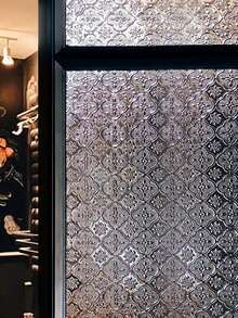 1 Roll Vintage Geometric Pattern Glass Film, Privacy Window Film, Glass Window Sticker, Reusable Non-Adhesive Glass Decoration For Home And Office - Clear - View 17