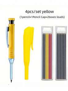 4Pcs/Set 2.8mm Solid Carpenter Pencil With Pencil Cap, Professional Deep Hole Mechanical Pencil Marker For Woodworking & Construction, Includes Built-In Sharpener, 2 Boxes Of Refill Leads, Durable Writing Tool For Carpenters, Architects, Contractors, DIY Enthusiasts, Ideal For Marking On Rough Surfaces, Heavy-Duty Design For Precision And Long-Lasting Use On-Site Or In Workshop - Sets - View 14