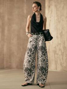 Arave Women's Leopard Print Loose-Fit Straight-Leg Curved Trousers With A Leopard Print Design, Suitable For Everyday Commuting Summer Spring Cheetah Print - Apricot - View 3
