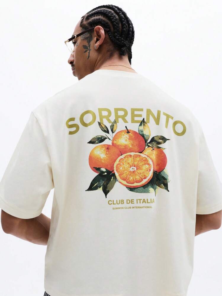 Crop Tshirt With Sorrento Orange Print