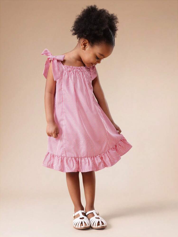 フリル裾のストライプホルタードレス